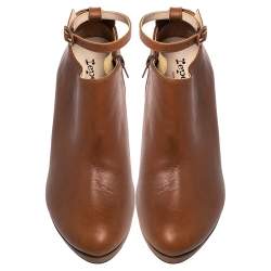 Repetto Tan Leather "Terry" Platform Ankle Booties Size 40