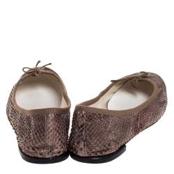 Repetto Brown Python Leather Bow Ballet Flats Size 41