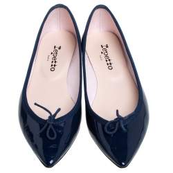 Pre Owned Repetto Blue Patent Leather Brigitte Pointed Toe Ballet Flats Size 37