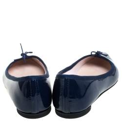 Pre Owned Repetto Blue Patent Leather Brigitte Pointed Toe Ballet Flats Size 37