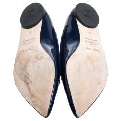 Pre Owned Repetto Blue Patent Leather Brigitte Pointed Toe Ballet Flats Size 37
