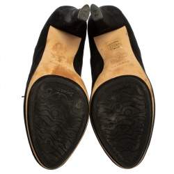 Pre Owned Repetto Black Metallic Suede Lace Ankle Booties Size 40