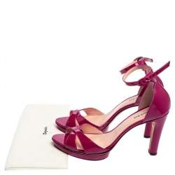 Pre Owned Repetto Pink Patent Leather Ankle Strap Sandals Size 39.5