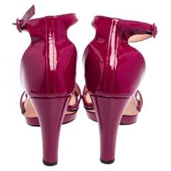 Pre Owned Repetto Pink Patent Leather Ankle Strap Sandals Size 39.5