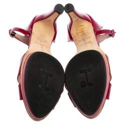 Pre Owned Repetto Pink Patent Leather Ankle Strap Sandals Size 39.5