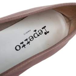 Pre Owned Repetto Beige Leather Bow Embellished Ballet Flats Size 39