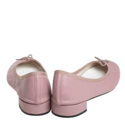 Pre Owned Repetto Beige Leather Bow Embellished Ballet Flats Size 39