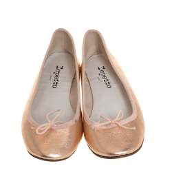 Repetto Metallic Gold Leather Bow Ballet Flats Size 37