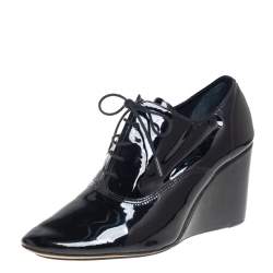 Repetto Black Patent Leather Wedge Booties Size 38