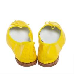 Pre Owned Repetto Yellow Patent Leather Bow Ballet Flats Size 38