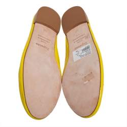 Pre Owned Repetto Yellow Patent Leather Bow Ballet Flats Size 38