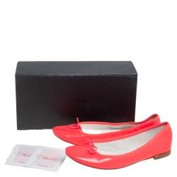 Pre Owned Repetto Pink Leather Bow Ballet Flats Size 38