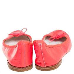 Pre Owned Repetto Pink Leather Bow Ballet Flats Size 38