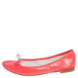 Pre Owned Repetto Pink Leather Bow Ballet Flats Size 38