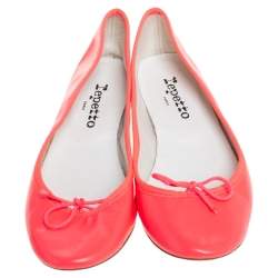 Pre Owned Repetto Pink Leather Bow Ballet Flats Size 38