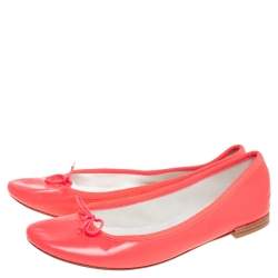 Pre Owned Repetto Pink Leather Bow Ballet Flats Size 38