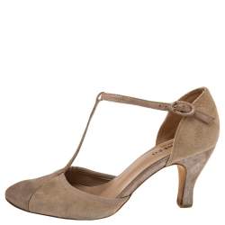 Repetto Beige Suede T-strap Pumps Size 40