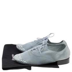 Repetto Blue Suede Crystal Embellished Oxfords Size 36