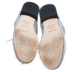 Repetto Blue Suede Crystal Embellished Oxfords Size 36