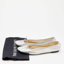 Pre Owned Repetto Metallic Silver Leather Lili Ballet Flats Size 40.5