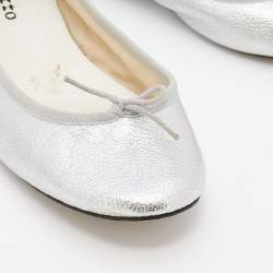 Pre Owned Repetto Metallic Silver Leather Lili Ballet Flats Size 40.5