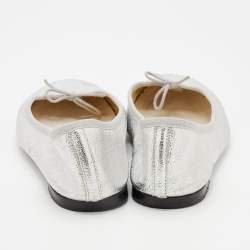 Pre Owned Repetto Metallic Silver Leather Lili Ballet Flats Size 40.5