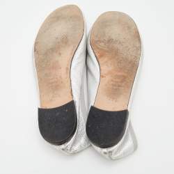 Pre Owned Repetto Metallic Silver Leather Lili Ballet Flats Size 40.5