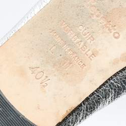 Pre Owned Repetto Metallic Silver Leather Lili Ballet Flats Size 40.5