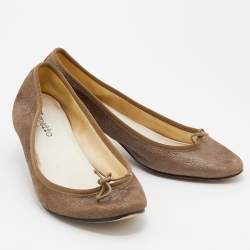 Repetto Khaki Suede Bow Detail Kitten Heel Pumps Size 41