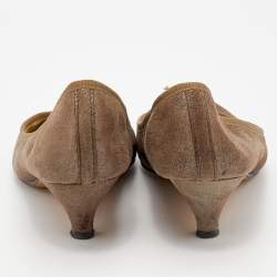Repetto Khaki Suede Bow Detail Kitten Heel Pumps Size 41