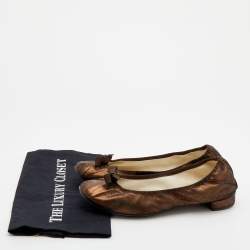 Repetto Metallic Bronze Suede Bow Ballet Flats Size 41