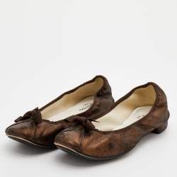 Repetto Metallic Bronze Suede Bow Ballet Flats Size 41
