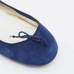 Repetto Navy Blue Suede Bow Ballet Flats Size 41