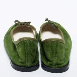 Repetto Green Suede Bow Ballet Flats Size 40
