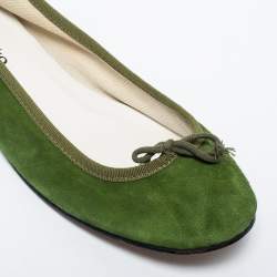 Repetto Green Suede Bow Ballet Flats Size 40