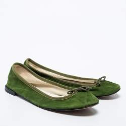 Repetto Green Suede Bow Ballet Flats Size 40