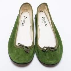 Repetto Green Suede Bow Ballet Flats Size 40