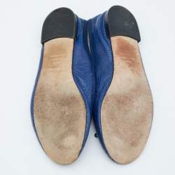Pre Owned Repetto Blue Croc Embossed Leather Bow Ballet Flats Size 40