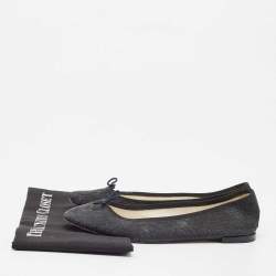Repetto Black Croc Embossed Leather Bow Ballet Flats Size 42
