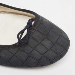 Repetto Black Croc Embossed Leather Bow Ballet Flats Size 42