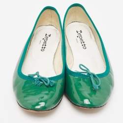Repetto Green Patent Leather Bow Ballet Flats Size 38