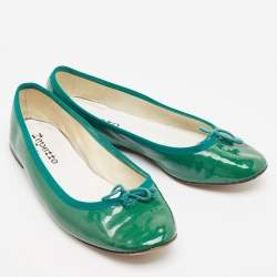 Repetto Green Patent Leather Bow Ballet Flats Size 38