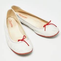 Repetto White Leather Bow Ballet Flats Size 39