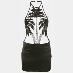 Pre Owned فسن اوندين مزيينة بالتول والساتان الأسود ريتروفيتي مقاس صغير جداً