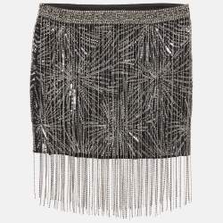 Retrofete Silver/Black Sequined Mini Skirt XXS