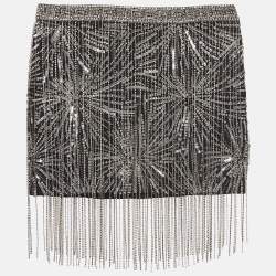 Retrofete Silver/Black Sequined Mini Skirt XXS