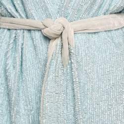Retrofete Blue Velvet Trim Sequin Gabrielle Wrap Dress M