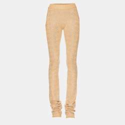 Retrofete Beige Rhinestone Embellished Rib Knit Desiree Sweatpants XS