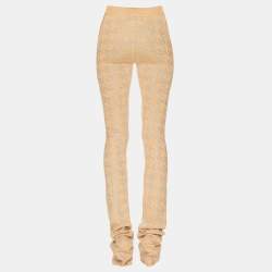 Retrofete Beige Rhinestone Embellished Rib Knit Desiree Sweatpants XS