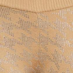 Retrofete Beige Rhinestone Embellished Rib Knit Desiree Sweatpants XS